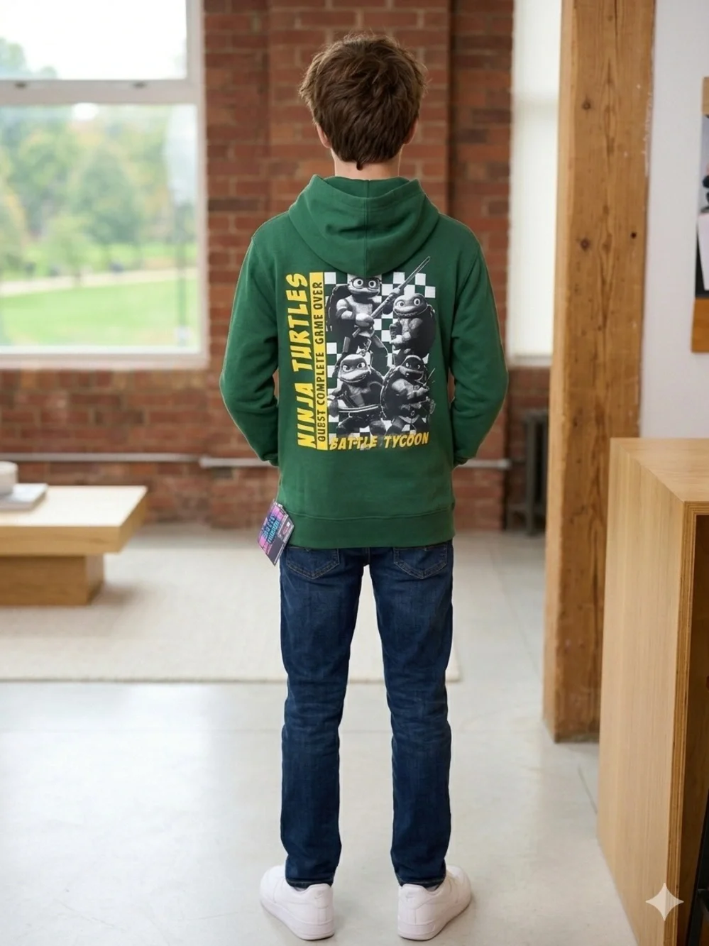 Teenage Mutant Ninja Turtles Mutant Mayhem Boys Hoodie Size Large Green NWT